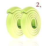 Carfeny コーナー ガード クッション 2M×2本 14色 赤ちゃんや ご年配 の方 けが防止 両面テープ 付き セーフティーグッズ (グリーン)