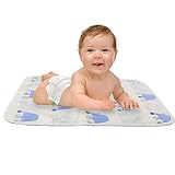 Hangnuo おむつ替えシート おむつ替えマット 3重ガーゼ防水シート 両面使える吸水 通気抗菌 良い肌さわり 出産お祝い (30*45CM, ブルー王冠（一枚）)