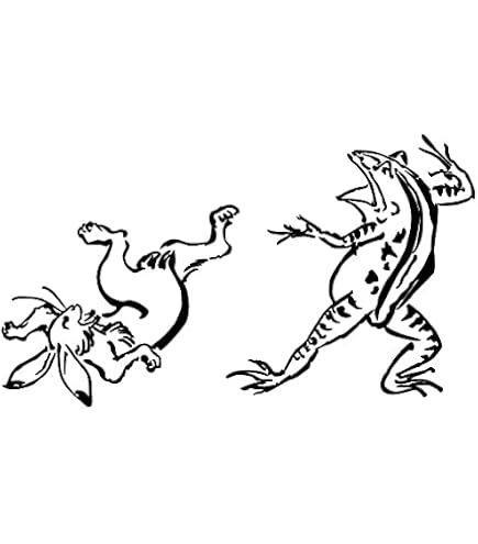 Amazon.co.jp: puikko ステッカー 「鳥獣戯画」うさぎとカエル (黒