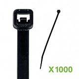 NavePoint 14 Inch Nylon UV Resistant Cable Wire Zip Tie 40 lbs - Black 1000 Pack Lot Pcs Qty [並行輸入品]