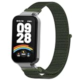 For Xiaomi Band 9 Active/Redmi Smart Band 3 専用バンド 交換ベルト マジックテープ式 スポーツ ナイロンループリストバンド (アーミーグリーン)