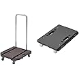 [山善] 折りたたみ台車 39×44cm 耐荷重80kg Carryおてがる ダークブラウン OTG-E50DB & ミニ平台車 27.5×41cm 耐荷重100kg 縦横連結可能 スタッキング機能 キャリーカート ドーリー YRM-N50(GY)【