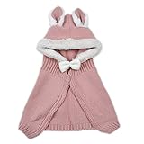 giminuoキッズ ニット帽子 ケープ ポンチョ ベビー帽子 赤ずきんちゃん クリスマス ネックウォーマー 防寒 秋冬 保温 (ピンク)