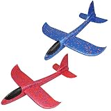 urban field グライダー 組み立てキット 飛行機 発泡スチロール 手投げ 特大 48cm 2個セット (レッド＆ブルー)