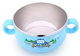inDomit Anti-Scald Bowl Double Layer Stainless Steel Feeding Bowl with Double Handle for Kids Toddle
