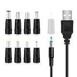 USB 電源ケーブル 変換プラグ付き 5V2Aアダプター変換器 1本5.5 * 2.1mm+8変換プラグセット3.5 * 1.35mm 4.0 * 1.7mm 4.8 * 1.7mm 5.5 * 1.7mm 5.5 *2.1mm 5.5 * 2.5mm 6.3* 3.0mm 6.4* 4.4mm 5V1Aアダプター対応 DC充電コード1m ビデオカメラ 扇風機 モバイルバッテリーに最適