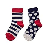 (ハッピーソックス)HAPPY SOCKS STRIPE BIGDOT KIDS BABY ソックス 2足セット(ML2-マルチ2、2-3才)
