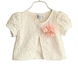 【next.design】 女の子用 総レース ボレロ お花付き 子供用 キッズ 女の子 レース ホワイト(110)