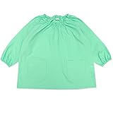 よつば洋品店オリジナル 長袖無地スモック (110/ミント) 【QO-YY268】