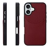 HANATORA for iPhone 16Plus ケース 本革 耐衝撃 スマホケース スマホ コードホルダー 付き シュリンクカーフレザー ギフト マグネットなし レッド CPG-16Plus-Red