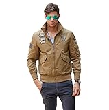 【Smile LaLa】 メンズ アメカジ ストリート ジャケット カーゴ ブルゾン サバイバル アウター 前開き 防寒 ロゴ 入り (ベージュ, XL)