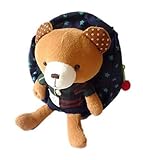 L’oiseau bleu （ロワゾブルー） こども 用 くまちゃん 人形 付 リュックサック 迷子ひも (紺)