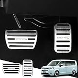 Hearsheng ホンダ 新型ステップワゴン(STEP WGN) RP6 RP7 RP8 RP系6、7、8(2022年5月～現行)専用アルミ合金フット ペダルカバー，内装 カスタム ドレスアップ 防キズ 防汚れ おしゃれ，面倒な穴あけ作業やビス止め作業が不要で簡単取付け ガーニッシュ 滑り止め ラバー 2点セッ車種専用設計(シルバー)