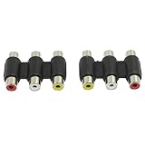 Myoffice　オーディオプラグ　AV端子中継プラグ　3 RCA　メス - メスジャック　2個