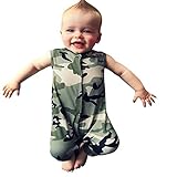 Domybestベビー服 ロンパース　ボディスーツ　カバーオール　男の子　女の子　かわいい　ロンパース　ジャンプスーツ　ノースリーブ　カジュアル　春　夏　迷彩柄　新生児　赤ちゃん　出産祝い　普段着 撮