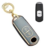 キーケース マツダ用 スマートキーケース キーカバー 2ボタン 柔らかい TPU マツダ専用設計 MAZDA CX-5 CX-8 CX-3 MPV アクセラ アクセラスポーツ アクセラセダン アテンザ アテンザセダン アテンザワゴン デミオ ビアンテ プレマシー ベリーサ ロードスター 等に適用 キーホルダー (グレー)