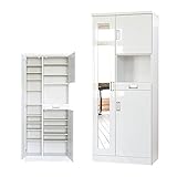下駄箱 靴箱 ミラー付き 幅75cm 高さ180cm ハイタイプシューズボックス ホワイト 完成品【開梱設置付き】