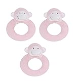 Angel Dear 3個リングRattlesセット、ピンクMonkey
