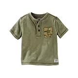 OSHKOSH(オシュコシュ) ポケットヘンリー オリーブ トップス半袖Tシャツ 7歳【並行輸入】