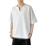 [YEOREO] Tシャツ 夏服 メンズ 半袖tシャツ メンズ カジュアルVネックビッグt 無地 大きい おおきい サイズ 軽い 柔らかい シルエット おしゃれ ファッション 人気-bai-2XL
