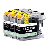 【TAKEYUKI】LC113-BK ブラック 3本 互換インクカートリッジ LC113 互換品 インク LC113-4PK 純正品併用 増量 大容量 残量表示 個別包装 対応機種：MFC-J4910CDW J4810DN J4510N J6975CDW J6973CDW J6970CDW J6770CDW J6573CDW J6570CDW DCP-J4215N J4210N