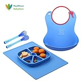 Raymoon ベビー　お食事用 　防水 エプロン　食器 　シリコン製　大きいポケット付き ソフトスタイ 可愛い動物柄　食事こぼしキャッチ　持ち運び便利　プレゼント　出産祝い　洗濯可　お手入れ簡単　フ