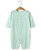iTimes Baby ベビー肌着　新生児服　オーガニックコットン100％　ふんわり柔らかい肌触り　出産祝い　贈り物　ロンパース (66CM 6-12ヶ月, 緑)