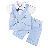 Baby Boy Outfit、2個幼児用半袖Clothes Set With Plaidジャケット&パンツ カラー: ブルー
