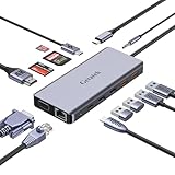 13イン1ノートパソコンUSB Cドッキングステーション、10Gbps USB Cハブ USB A 3.2&1 USB C 3.2データポート2個、USB 2.0 x 2、4K HDMI、VGA、100W PD充電、RJ45、SD/TF/MS、MacBook用3.5mmオーディオ(USB 3.2ポート)。
