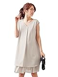 Angeliebe エンジェリーベ マタニティ ワンピース 授乳口付き ストレッチ ジョーゼット × シフォン ワンピ 妊婦服 産前 産後 お宮参り フォーマル （LOVEMIC） M ベージュ 21