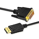 DP-DVI 変換ケーブル 変換 アダプター モニター 多機能 変換ハブ プロジェクター 1.8m 内臓1080Pフ HD(Full HD)対応 DP（オス）-DVI（オス） 金メッキコネクター