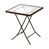 ラタンフォールディングガラステーブル【SCORPIO-スコルピオ-】（ガラステーブル　ガーデニング） ブラウン