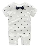 Amore mare(アモーレマーレ）ベビ- キッズ 春夏 ロンパース カバーオール ネクタイ リボン 男の子 女の子 半袖 インナー 白 60 n004