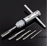 Forsun T-Handle Ratchet Tap Wrench with 5pcs M3-M8 Machine Screw Thread Metric Plug Tap [並行輸入品]