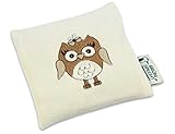 Gr?nspecht 603-V2 Organic Linseed Cushion - Naturally Pure for Babies, Owl Motif, Approx 13 x 13 cm 