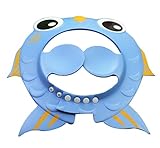 C-Princess ベビー シャンプーハット シャワー用防水帽 バスグッズ 赤ちゃん入浴用品 キッズ 子ども 幼児 可愛い 金魚型 耳あて付 シャンプー 保護 洗髪ハット ブルー