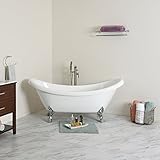 maykke Mona 71インチTraditional楕円形アクリルClawfoot浴槽、ホワイトダブルSlipper Bathtub withフィートでクローム仕上げCupc認定、xda14120