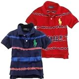 polo_ralph_lauren ラルフローレン　絞り染め ビッグ ポニー ポロシャツ 半袖（ネイビー・レッド）【月齢：1歳~2歳】（並行輸入品） (12M（1歳）, レッド)