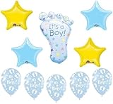 loonballoon It 's A Boyベビー足フィートブルーイエロースターシャワーパーティーマイラーラテックスバルーンセット
