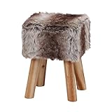 不二貿易 スツール フェイクファー スクエア パイン材 高さ40cm ウルフ 85802