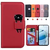 Kedic Xiaomi Redmi 12 5G ケース 手帳型 Poco M6 Pro 5G ケース レッドミー12 携帯ケース Redmi 12 5G カバー 可愛い Redmi 12 ケース Poco M6 Pro 5G 手帳型ケース カード収納 財布付き カードホル スタンド機能 レッドミー 12 5G XIG03 スマホケース 動物柄 薄型 防水 ノート型 男女兼用 (レッド)