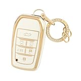 Catland キーケース トヨタ アルファード 30系 ヴェルファイア 30系 6ボタン キーカバー キーシェル Alphard Vellfire 30系 専用 スマートキーケース キーチェーン ドレスアップ パーツ アクセサリー キーリング付き 工具付き 全面保護 6ボタン クリーミーホワイト