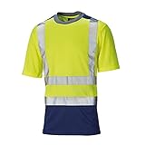 (ディッキーズ) Dickies 高視認 夜光/蛍光/反射 ツートーン 安全 ハイビズTシャツ 半袖Tシャツ セーフティーTシャツ トップス 男性用 (2XL) (サタンイエロー/ネイビー)