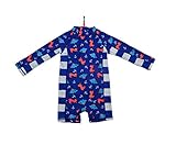 Bonverano ベビー水着　男の子　ワンピース　キャップ付き　長袖　UPF50+紫外線対策　UVカット