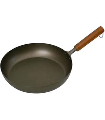 Amazon｜長谷元 純チタン 木柄いため鍋 28cm 本体:チタン 柄:木 日本
