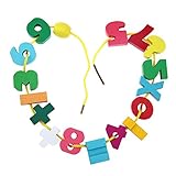 木製ビーズ 知育玩具 赤ちゃん おもちゃ 紐通し ボビンひもとおし 木のおもちゃ 知育玩具 英字アルファベット/数字/動物/果物 Broadroot (数字)