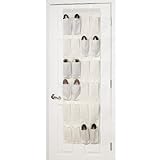 Household Essentials Over The Door 24 Packet Shoe Storage Organizer, Natural Canvas