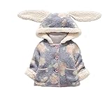 MissとMr 子供服 綿服 兎耳フード ベビー キッズ コート ジャケット アウターウェア ベビー キッズ 女の子 冬 防寒 可愛い 入園 通園 クリスマス お正月 ィート付き (80cm, ブルー