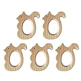 Lovoski ウッド製　ティースリング　リス形状　面白い　乳児おもちゃ　　5個入り