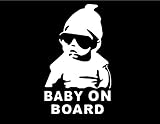 Baby on Boardビニールステッカーデカール 6" x 3.6" ホワイト LE